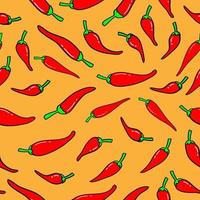 chilli pepper seamless pattern background vector