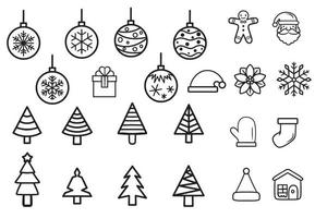 conjunto de iconos de navidad en fondo blanco vector