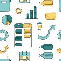 Doodle business and management vector seamless pattern