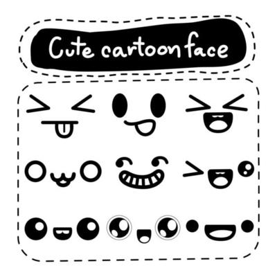 Cute cartoon face on white background.
