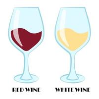 Red wine and white wine vector illustration. Glass of wine isolated vector.