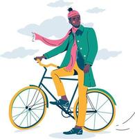 Man riding by bicycle vector illustration