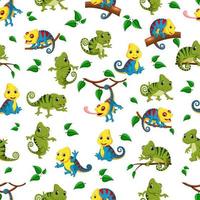 Seamless pattern with collection of the chameleon vector