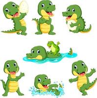 collection of cute crocodile character cartoon vector