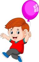 a kid holding balloons vector