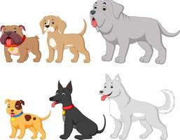conjunto de colección con lindo perro de dibujos animados vector