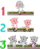 Counting numbers with animals vector