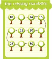 Game templates with missing numbers vector