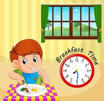 A boy breakfast time