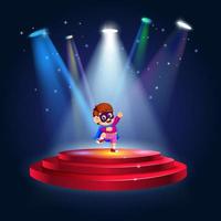 a boy dressing up as super hero at the stage vector