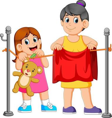 Little girl helping hang laundry her mother