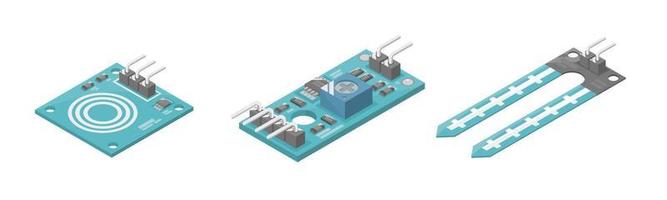 arduino touch Module sensor microcontroller interface plc industrial component isometric cartoon vector