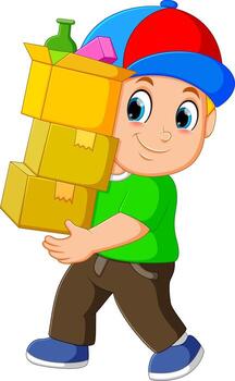 Man with stacked Boxes vector