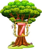 a tree with a number seven figure on a white background vector