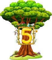 a tree with a number five figure on a white background vector