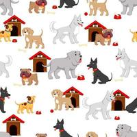 Seamless pattern with cute cartoon dog vector