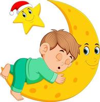 A boy sleep on the moon vector