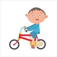 ilustración, vector, gráfico, niño, actividad, equitación, bicicleta, en, exterior, aislado, blanco, plano de fondo vector