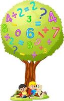 Boy reading book under the tree number vector