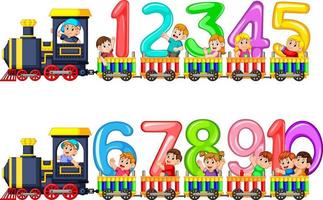 Let's count to ten with kids on the train vector