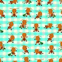 Seamless pattern with ant cartoon vector