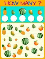 How many worksheet with many fruits vector