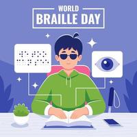 A Blind Man Reading a Braille Book vector