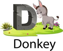 zoo animal alphabet D for Donkey with the animal beside vector