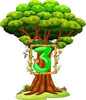 a tree with a number three figure on a white background vector