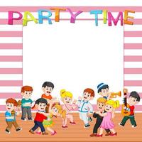 paper template with people having party vector