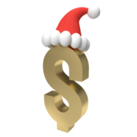 le symbole du dollar d'or et l'image png du bonnet de noel