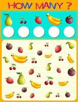 How many worksheet with many fruits vector