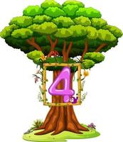 a tree with a number four figure on a white background vector