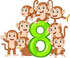 the 8 jelly number with so many monkey on it vector