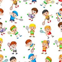Seamless pattern with professional tennis in action vector