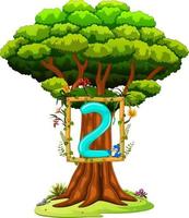 a tree with a number two figure on a white background vector