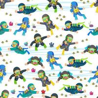 Seamless pattern with professional diving in action vector