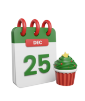 icono 3d del calendario del día de navidad png