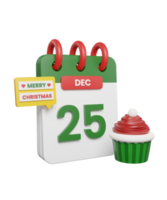 ícone 3d do calendário do dia de natal png