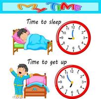 Young boy time to bed and wake up vector