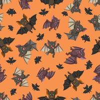 Seamless pattern with bat in the different posing vector