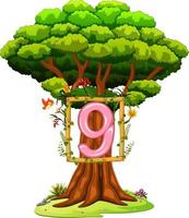 a tree with a number nine figure on a white background vector