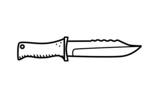 cuchillo del ejército garabato icono vectorial. un arma de filo militar o un cuchillo de camping. aislar en blanco. vector