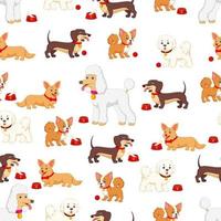 Seamless pattern with different kind of dogs vector