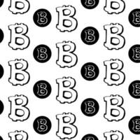 Bitcoin Pattern with black coins isolated on white background vector