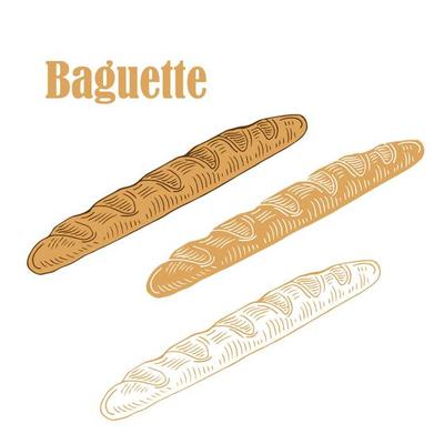 Vector hand drawn doodle sketch baguette bread isolated on white background