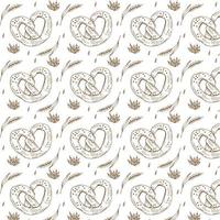 pretzel cookie seamless pattern vector snack breed isolated wallpaper background