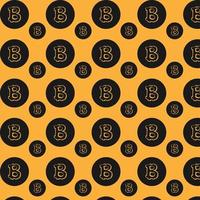 Bitcoin cryptocurrency pattern on a yellow background. Modern finance icon in flat design with black elements. Vector illustration easy to edit and customize EPS 10