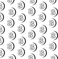 Bitcoin Pattern with black coins isolated on white background vector