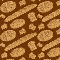 Various kind of bread seamless pattern. Fresh bread vintage background. Textured illustration. vector